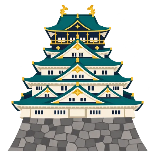 大阪城天守閣、通天閣、海遊館のイラスト