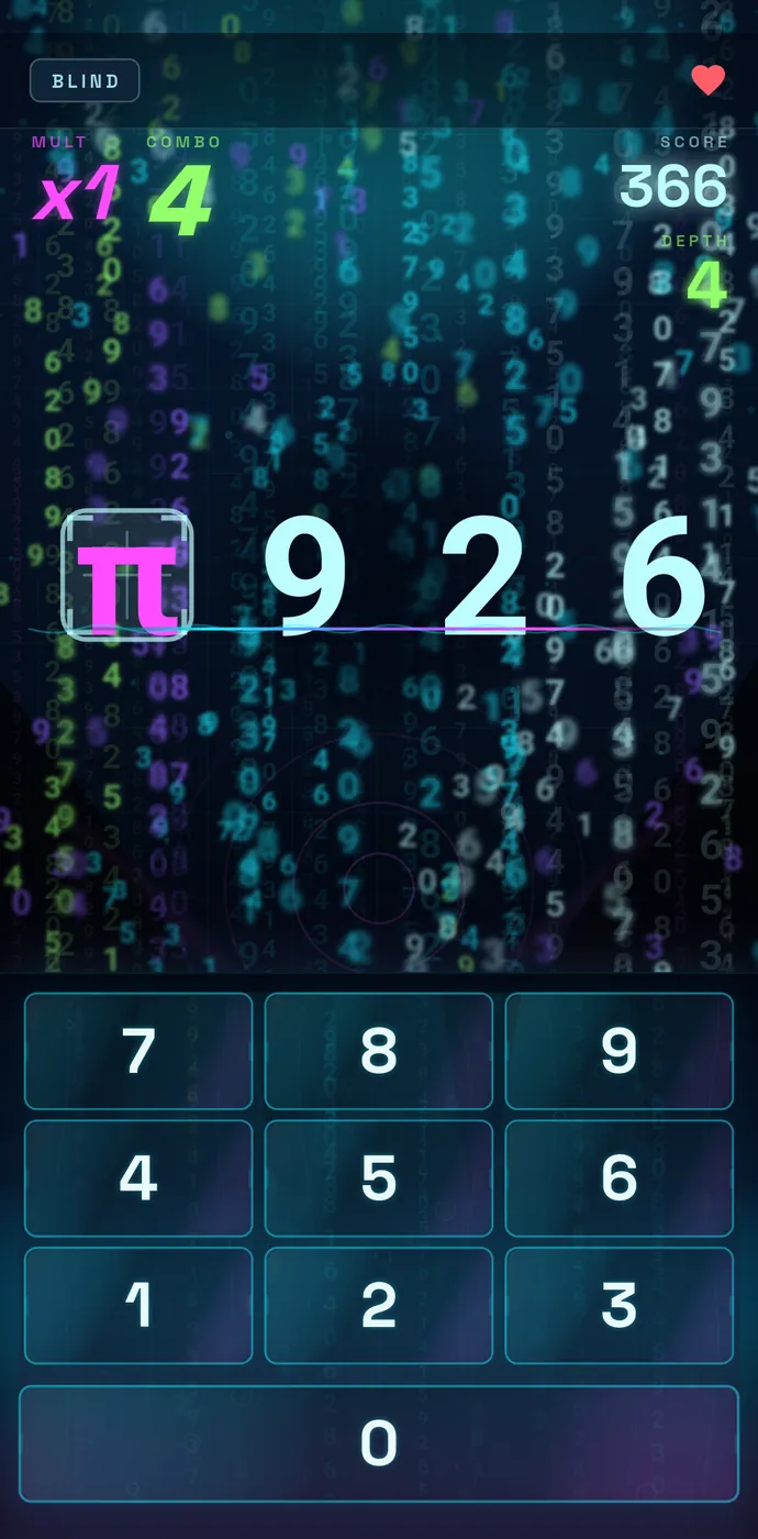 PI DIVER Blind mode screen