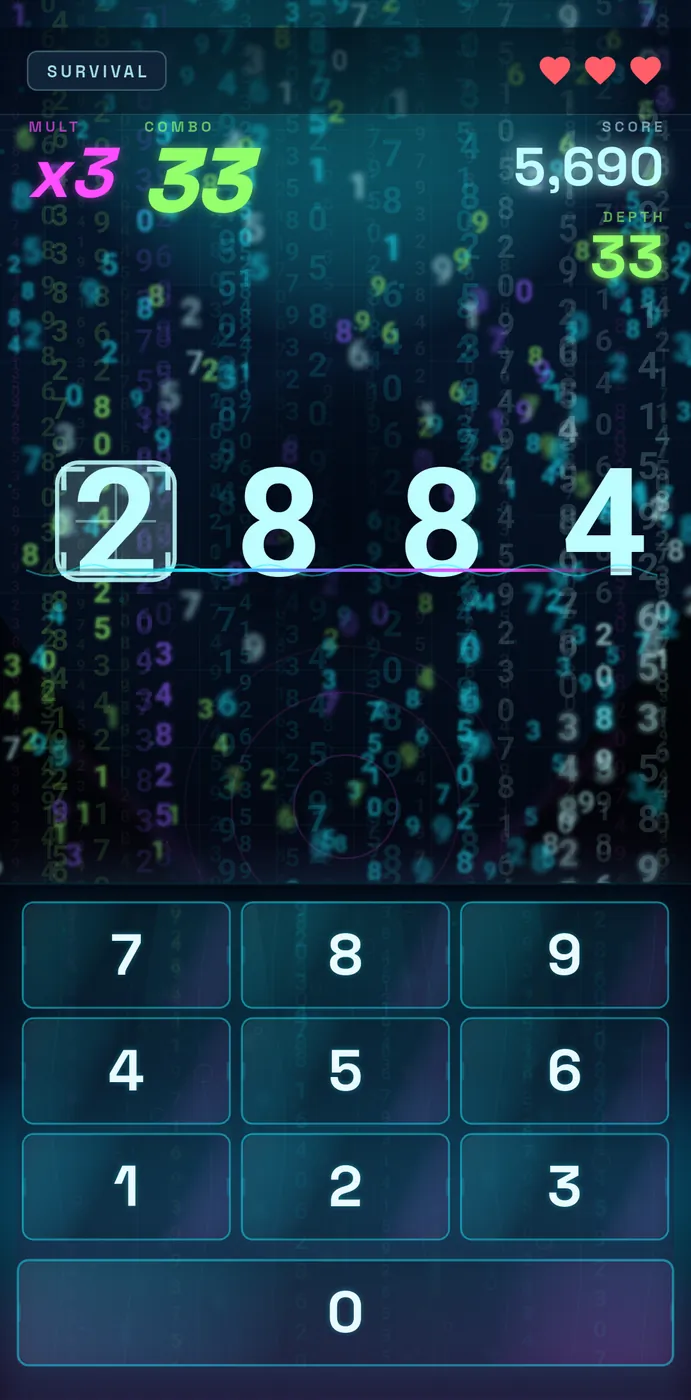 PI DIVER Survival mode screen
